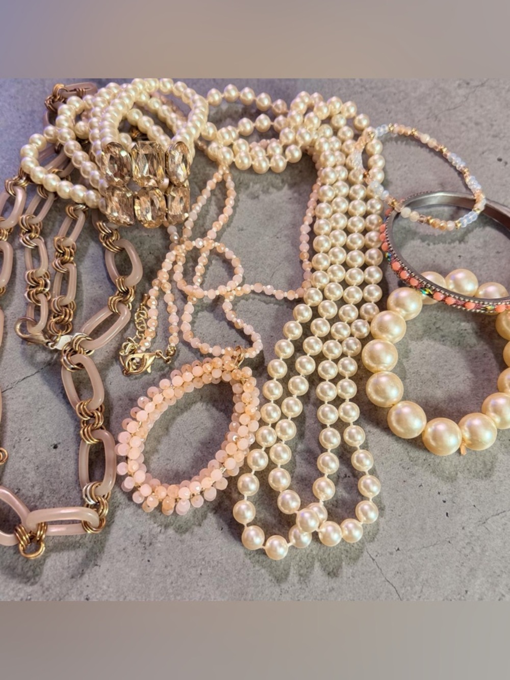 Elegant Pearl and Blush Beaded Necklace Set